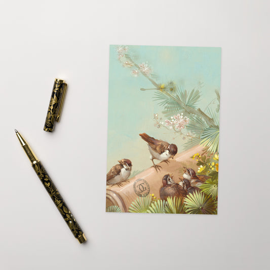 Retro Birds Blank Card