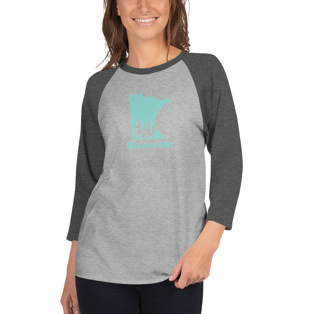 Minnesota baseball tee 3/4 sleeve raglan shirt