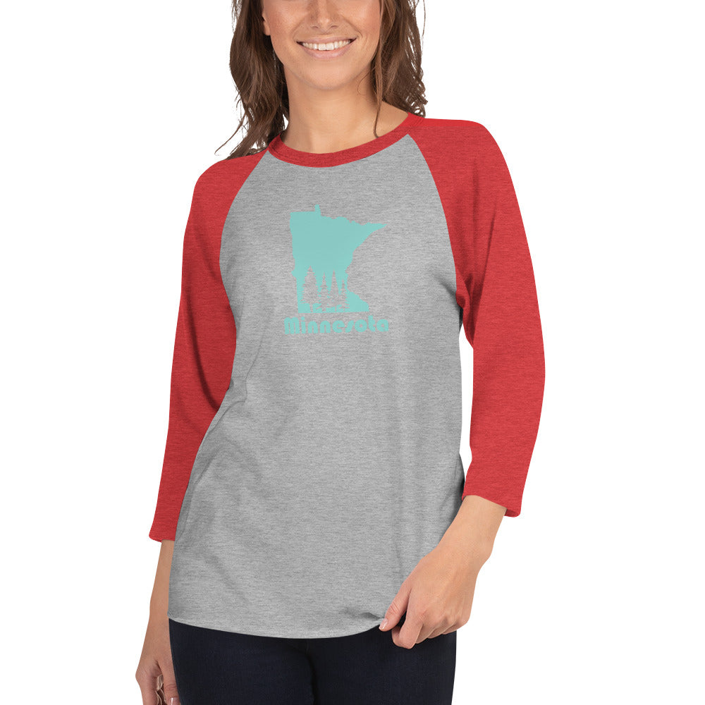 Minnesota baseball tee 3/4 sleeve raglan shirt