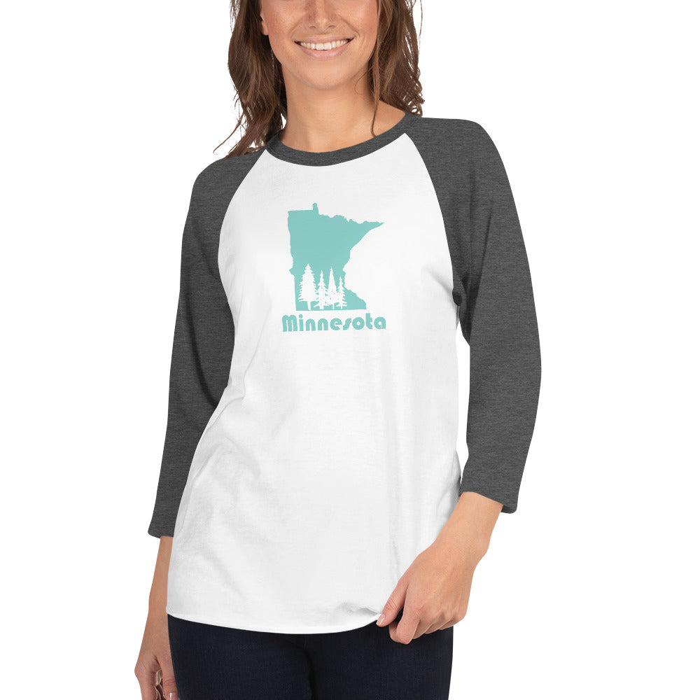 Minnesota baseball tee 3/4 sleeve raglan shirt